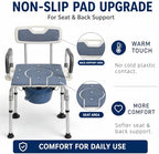 3-in-1 Bedside Commode Chair for Adults, Shower Chair & Toilet Safety Frame, Adjustable Height, Flip-Up Arms, Non-Slip Feet, 300 lbs Capacity, Commode Chair for Elderly