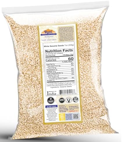 Rani Sesame Seeds Whole White, Hulled (Till) 7oz (200gm) ~ All Natural | Gluten Friendly | NON-GMO | Vegan | Indian Origin