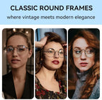 Dollger Retro Round Glasses Blue Light Glasses Clear Lens Non-Prescription for Men Women Metal Frame