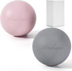 Massage Lacrosse Balls 2 Pack, Rubber Trigger Point Therapy Balls for Deep Tissue Myofascial Release, Plantar Fasciitis & Muscle Soreness Relief, Portable Pain Relief Tool (Light Pink and Grey)