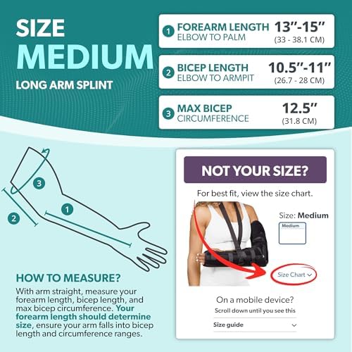 BraceAbility Posterior Long Arm Splint - Elbow Immobilizer Right or Left Forearm Brace with Sling for Fractures, Post-Surgery Recovery, Tendonitis, Bursitis, and Ulnar Nerve Entrapment Relief (M)