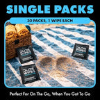 DUDE Wipes On-The-Go Unscented Travel Wipes - 30 Count (Individually Wrapped) - Extra-Large Adult Flushable Wipes for Sensitive Skin - Infused with Vitamin E and Aloe - Septic and Sewer Safe