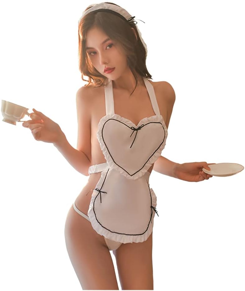 SINROYEE Ladies Sexy Cosplay Lingerie Japanese Anime Maid Outfit Halloween Lace Babydoll Lingerie Set Sexy French Maid