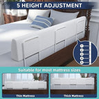 FigTime Bed Bumper for Toddlers, Foam Bed Rail for Toddlers, Toddler Bed Rail Bumper, Soft Safety Bed Guard Rail for Kids, Bed Side Rail for Twin, Full, Queen & King Beds (White, 59", 3-Bracket)