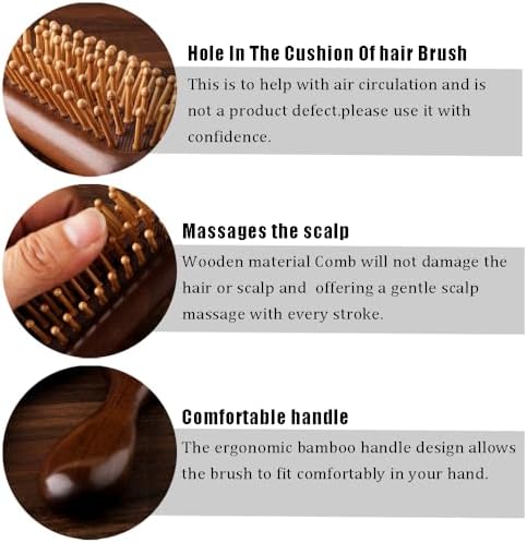 Ouliget Massage Air Cushion Comb,Mini Wooden Scalp Massager,Portable Travel Hairbrush Hair Detangling Brush for Reducing Hair Breakage,Wet Thick Curly Anti Static Detangling Brush,1 Pices