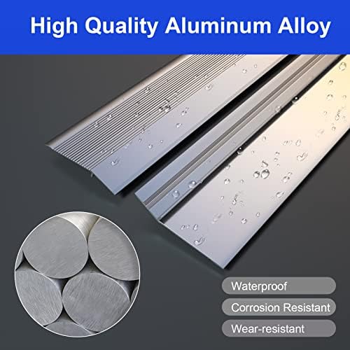 Aluminum Floor Transition Threshold Strip, 36 Inch Threshold Ramps for Doorways, Wheelchairs, Door/Tile/Threshold Reducer, Doorway Edge Trim Suitable for Threshold Height Less Than 1.6 Inch (Silver)