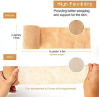 12 Bulk Pack Cohesive Tape, Self Adherent Wrap 2 Inches X 5 Yards - Self Adhesive Bandage Medical Vet Wrap for First Aid, Sports Protection and Wrist, Ankle Sprains & Swelling