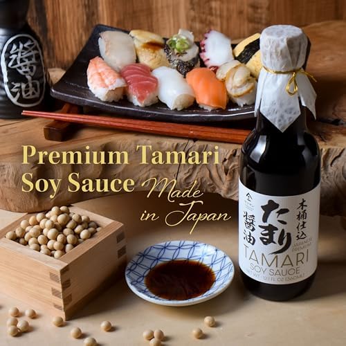 YAMASAN KYOTO UJI Japanese Premium Tamari Soy Sauce, Aged for 2 Years in Wooden Barrel, Gluten-Free, Rich Umami, Intense and Full-Bodied, For Steaks, Sushi and Much More, No MSG, 360mL(12.1floz)