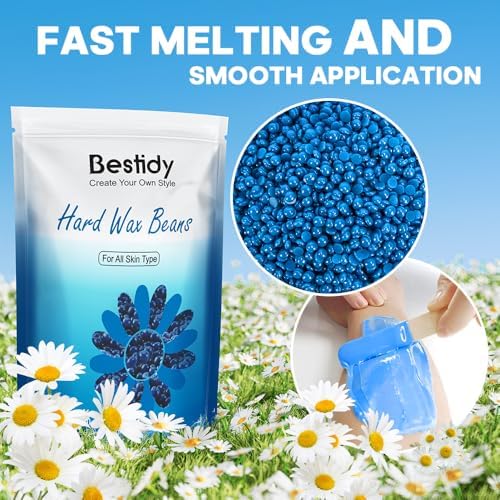 Bestidy Hard Wax Beads for Hair Removal, Waxing Beads for Coarse Hair, 500g Refill Wax Beads for Wax Warmer, Home Waxing for All Body and Brazilian Bikini Areas, Women Men(500g)