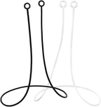 2 Pcs Earplug Lanyard, Silicone Anti-Lost Safety Lanyard for Most Earplugs with Removable Tips, Flexible Sports Neck Rope Connector Strap, Compatible with Running Work Activities (White, Black)