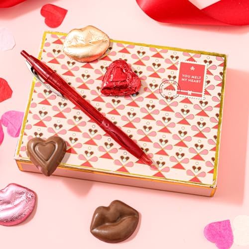 Valentine's Day Chocolate Card Gift Box, 6 Individually Wrapped Chocolates, Food Sweets Candy Gift, Romantic Gift for Wife, Girlfriend, Mom, Love, Women, Bonnie and Pop