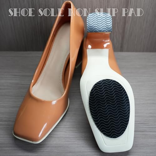 UNIKSTEP 6 Pairs (12 Pieces) Shoe Sole Non Slip Pads, Anti Skid Self Adhesive Rubber Grips, Shoe Bottom Front Sole and Heel Noise Reduction Protector Cushions (Black with Wave Pattern)