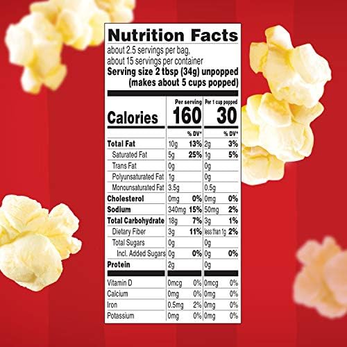 Orville Redenbacher’s Microwave Popcorn, Movie Theater Butter Flavor, 3g Fiber Per Serving, 19.74 Ounce