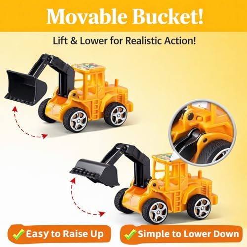 HERCOCCI 25Pcs Construction Cake Topper, Excavator Tower Cupcake Topper Bulldozer Backhoe Traffic Road Sign Cake Decor Vehicles Decorations Construction Birthday Party Supplies