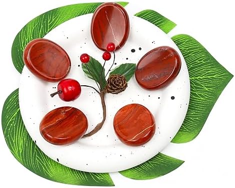 Worry Stones Red Jasper Crystals, Chakra Crystals and Healing Stones, Oval Palm Stone, Thumb Stone, Crystals for Beginners, Spiritual Gifts for Women, Meditation Accessories (1PCS)