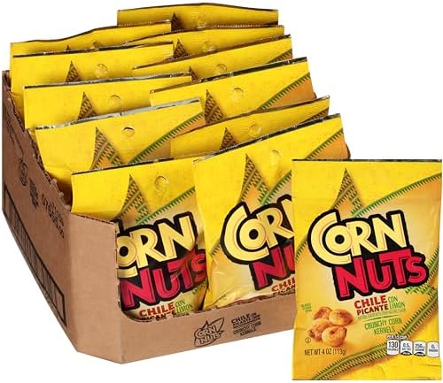 CORN NUTS Chile Picante con Limon Flavored Corn Kernels, Crunchy Corn Snack, Snack Box, Variety Packs Food for Adults, 4oz. (Pack of 12)