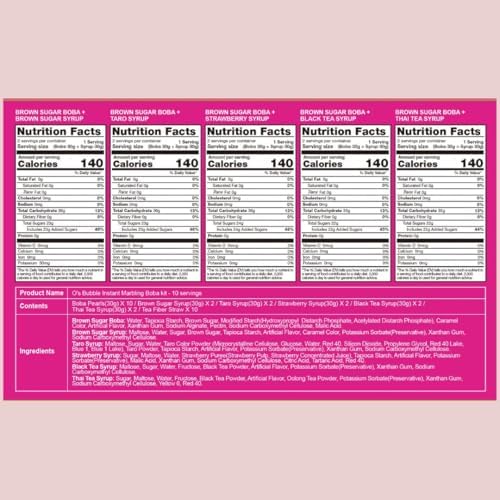 Tealise Instant Bubble Tea Kit (10 Servings), Ready in 30 Seconds, No Boiling, Syrup-Based Boba Kit with Chewy Tapioca Pearls, 5 Flavors Variety Pack, DIY Milk Tea at Home