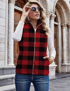LOMON Womens Fuzzy Sherpa Fleece Jacket Lightweight Vest Cozy Sleeveless Cardigan Zipper Waistcoat Outerwear with Pocket