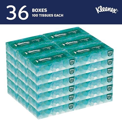 Kleenex Professional Facial Tissue, Bulk (21400), 2-Ply, White, Flat Boxed Format, Designed for Business (100 Tissues/Box, 36 Boxes, 3,600 Sheets/Case)