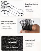 20Inch 100g Burmese Curly Feather Crochet Human Hair Knotless Pre-Separated Feather Human Hair Crochet Bundles 12A Lightweight Reusable Remy Hair Extensions for Black Women Natural Black Color