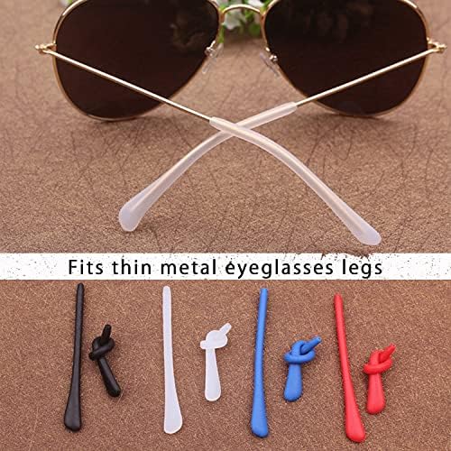 KECHIO Silicone Anti-Slip Eyeglass End Tips Ear Cushions Ear Sock Pieces Tube Temple Tips Spectacle Retainers Elastic Comfort Replacement Tips for Thin Metal Eyeglass Legs 6 Pairs