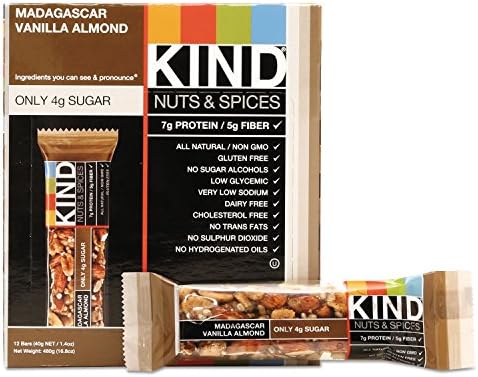 KIND Nuts & Spices, Madagascar Vanilla Almond, 12 Bars