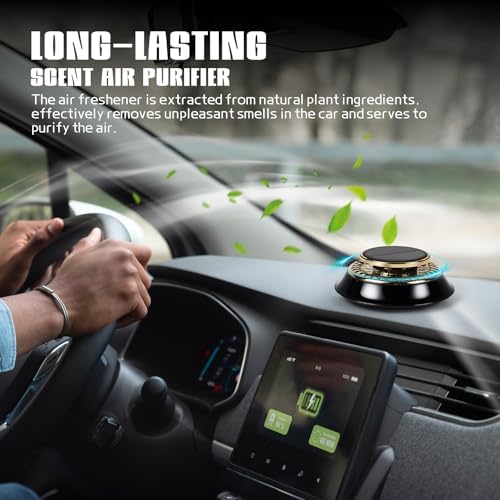 Wuyaoyao Car Air Freshener, Rotating Solar Energy Car Fragrance Diffuser, Long Lasting Automotive Scents Air Freshener Diffuser, Mini Aromatherapy Air Purifier for Most Vehicles(Black, Ocean)