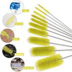 CiaraQ Bottle Cleaning Brushes, 8 Inch Nylon Tube Brush Set, Cleaner for Narrow Neck Bottles Cups with Hook, Set of 10pcs.