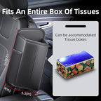 Car Tissue Holder for Front Seat, Headrest Organizer with 2 Side Mesh Pockets for Phones & Cards, L-Square Tissue Box Cover Holds 150 Tissues, Durable PU Leather