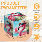 Sunglasses Flamingo 2 Pcs Tissue Box Cover Square Leather Tissue Case Holder Facial Paper Organizer Decorative for Bathroom Kitchen Car Office Home Decor