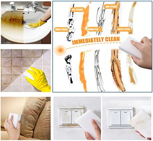 100Pack Magic Sponge Eraser, Extra Large Melamine Foam Sponge, Multi-Functional Household Cleaning Sponges, No Scratch Cleaning Pads for Kitchen, Oven, Bathroom, Bathtub, Sink, Wall, Shoes