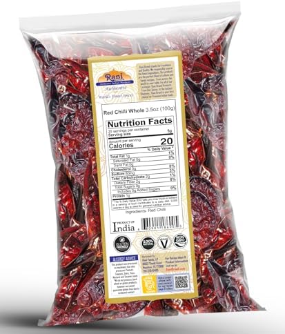 Rani Chilli Whole (Lal Mirch Sabut) 3.5oz (100g) ~ All Natural | Vegan | No Colors | Gluten Friendly | NON-GMO | Kosher