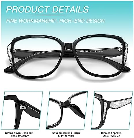 Stylish Oprah Style Reading Glasses, Oversized Quality Frame Retro Readers with Fashion Eyeglasses Chains for Women