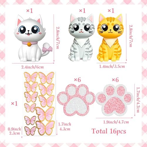 LaVenty Cat Cake Topper Kitty Cake Topper Decorations for Cat Themed Birthday Party Cute Meow Birthday Party Girl Baby Shower Party Decoration