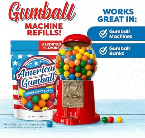 American Gumball Company Refill Gumballs 2 Pound Bag - .59 inch Small Gumballs for 1/2" Gumball Machine, Assorted Flavors