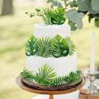 30PCS Artificial Monstera Leaf Cake Toppers Tropical Palm Green Leaves Cake Decors for Summer Safari Animal Boys Girls Birthday Tropical Rainforest Baby Shower Party Table Centerpiece Decorations