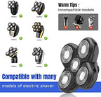 Shaver Blade Heads, 5 Heads Beard Cutter Replacement Blade Electric Razor Shaver Head Easy Install for Head and Face (Black)