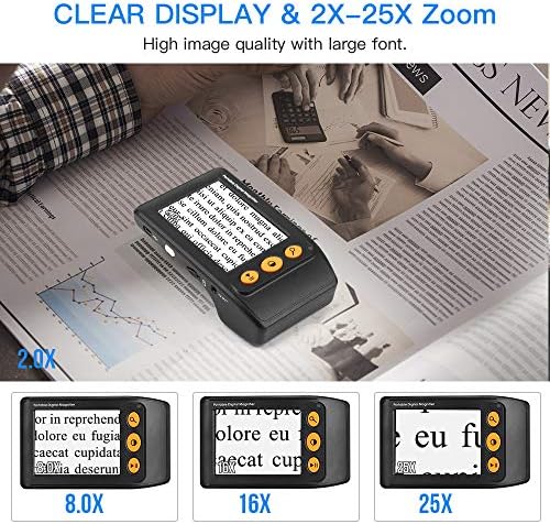 Eyoyo Portable Digital Video Magnifier Electronic Reading Aid 3.5 Inch LCD Screen for Low Vision 2x-25x Zoom Foldable Handle