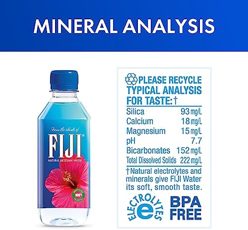 FIJI Natural Artesian Bottled Water 330mL / 11.15 Fl Ounce (Pack of 24) - 100% Natural Electrolytes - NEW