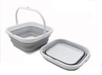 SAMMART 5.5L (1.4 Gallon) Collapsible Square Handy Bucket/Foldable SquareWater Pail/Portable Tub with Handle. (White/Grey (Set of 2))
