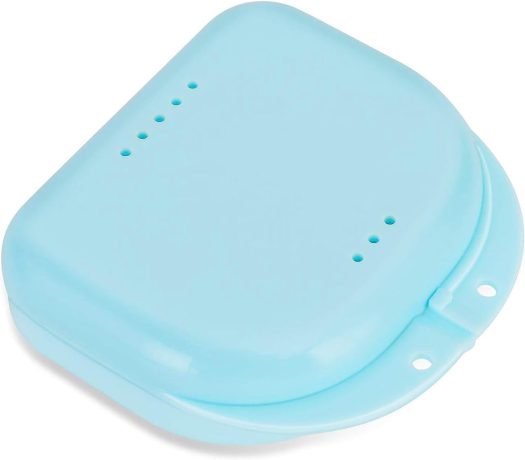 Annhua Dental Mouthguard Container Orthodontic Retainer Case with Vent Holes, Denture Holder Box Clear Aligner Case Slim for Household|Travel|Office - Bluish - Light & Easy to Carry