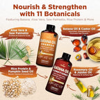 Batana Oil Shampoo & Conditioner Bundle (Okaga Shower Set) with Aloe Vera Leaf Juice, Saw Palmetto, Caffeine, Biotin, Jojoba, Pumpkin Seed, Castor, Rosemary & Hydrolyzed Rice Protein