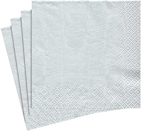 Entertaining with Caspari Dinner Napkin, Moire Platinum, 20-Pack
