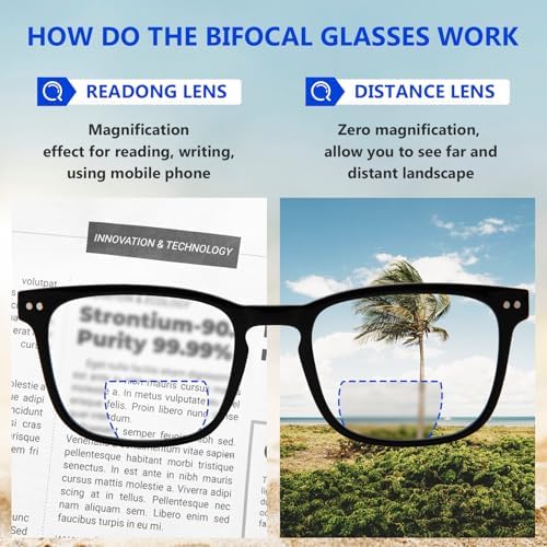 DEHOTRE Progressive Multifocal Reading Sunglasses Men No Line Bifocal Sun Readers with Core Wire Zero Top Spring Hinge UV400