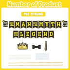 The Man The Myth The Legend Cake Topper Banner, Pre-Strung Men's Birthday,Father's Day Cake Decor,6pcs Dad's Day Birthday Retirement Party Decorations