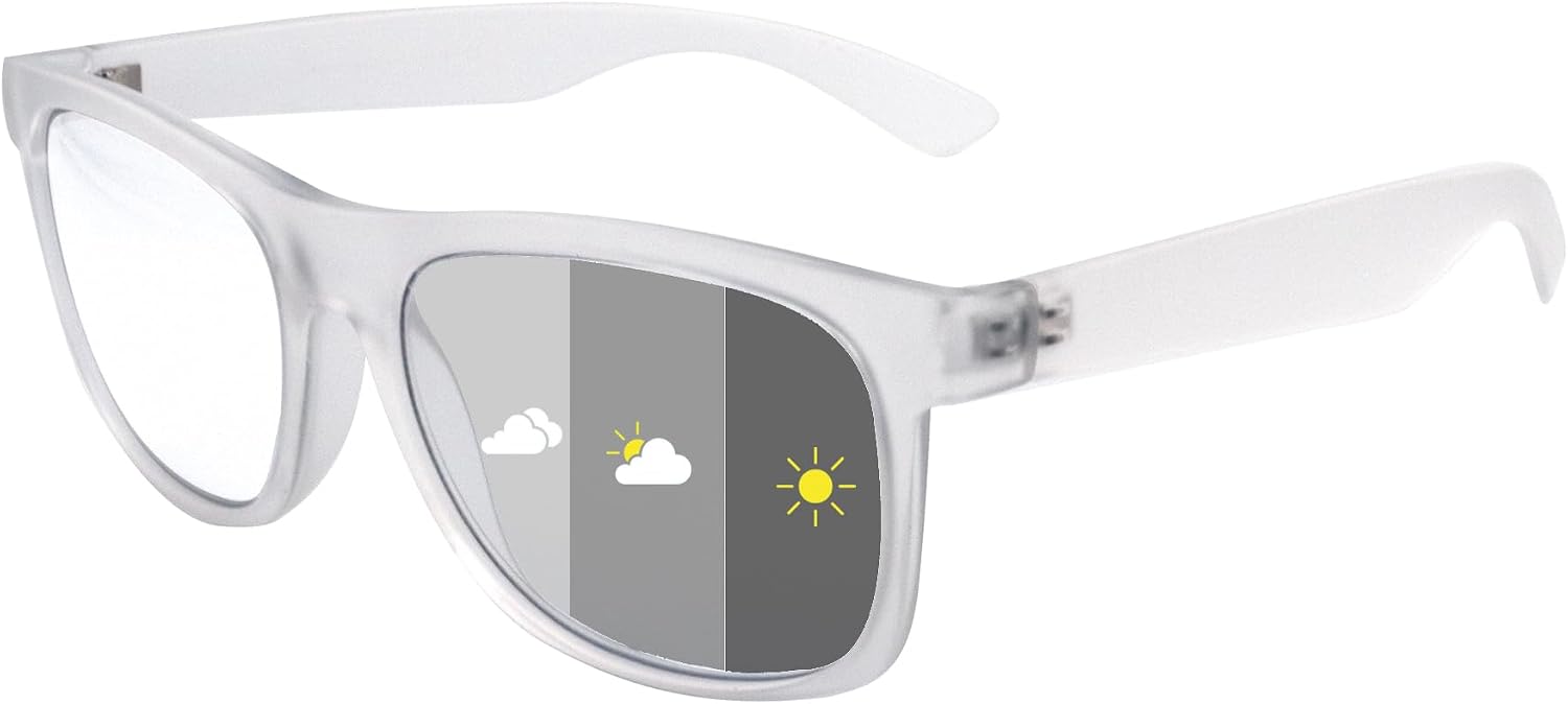 Photochromic Reading Glasses for Women Men, Womens Mens Full Reading Sun Glasses Variable Tinted Readers Grey Color Lens Clear Frame, +2.75