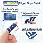 4 Pcs Upgraded Trigger Finger Splint: Trigger Finger Brace Support with 3 Adjustable Fixing Belt, Finger Straightener for Middle/Ring/Index/Pinky/Thumb, Fits for Broken/Straightening/Arthritis