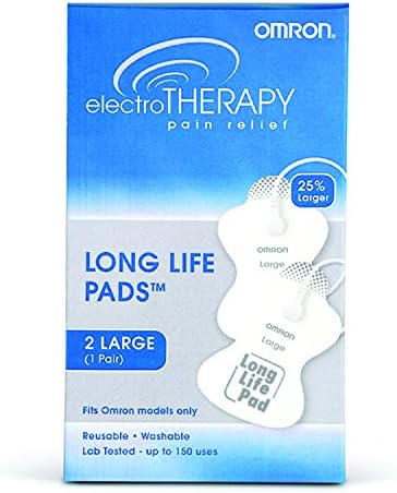 OMRON Long Life Pads for TENS Unit Muscle Stimulator - Large - Drug-Free Pain Relief - Includes 2 Reusable TENS Unit Pads - Durable, Reusable & Washable