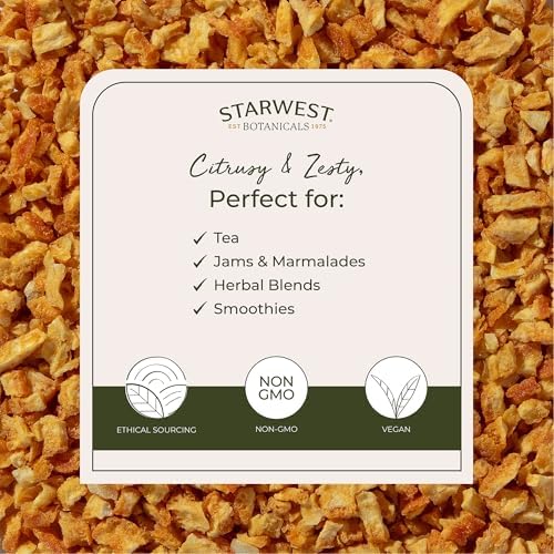 Starwest Botanicals Organic Dried Orange Peel - Pure Citrus Peel for Baking, Tea, & Spice Blends, Bright & Zesty, Cut & Sifted, Certified Kosher, Non-GMO - 4 oz Pouch