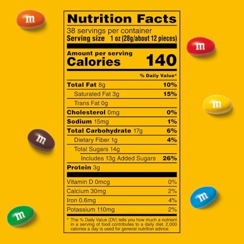 M&M'S Peanut Milk Chocolate Candy Resealable Bulk Pack, Party Size, 38 oz Bag, For Sharing, Baking and Snacking